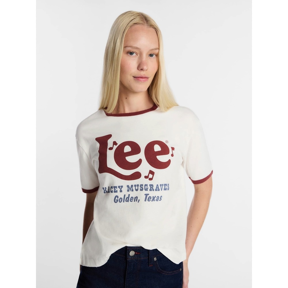 Kacey Lee Musgraves Heritage Ringer T-Shirt NWT White Maroon M J005658MISC1135
